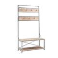 Industrial Farmhouse Metal and Wood Hall Tree White Oak I111