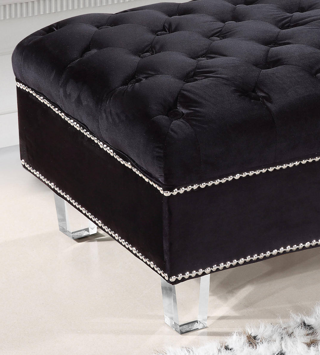 Black Velvet Ottoman L676