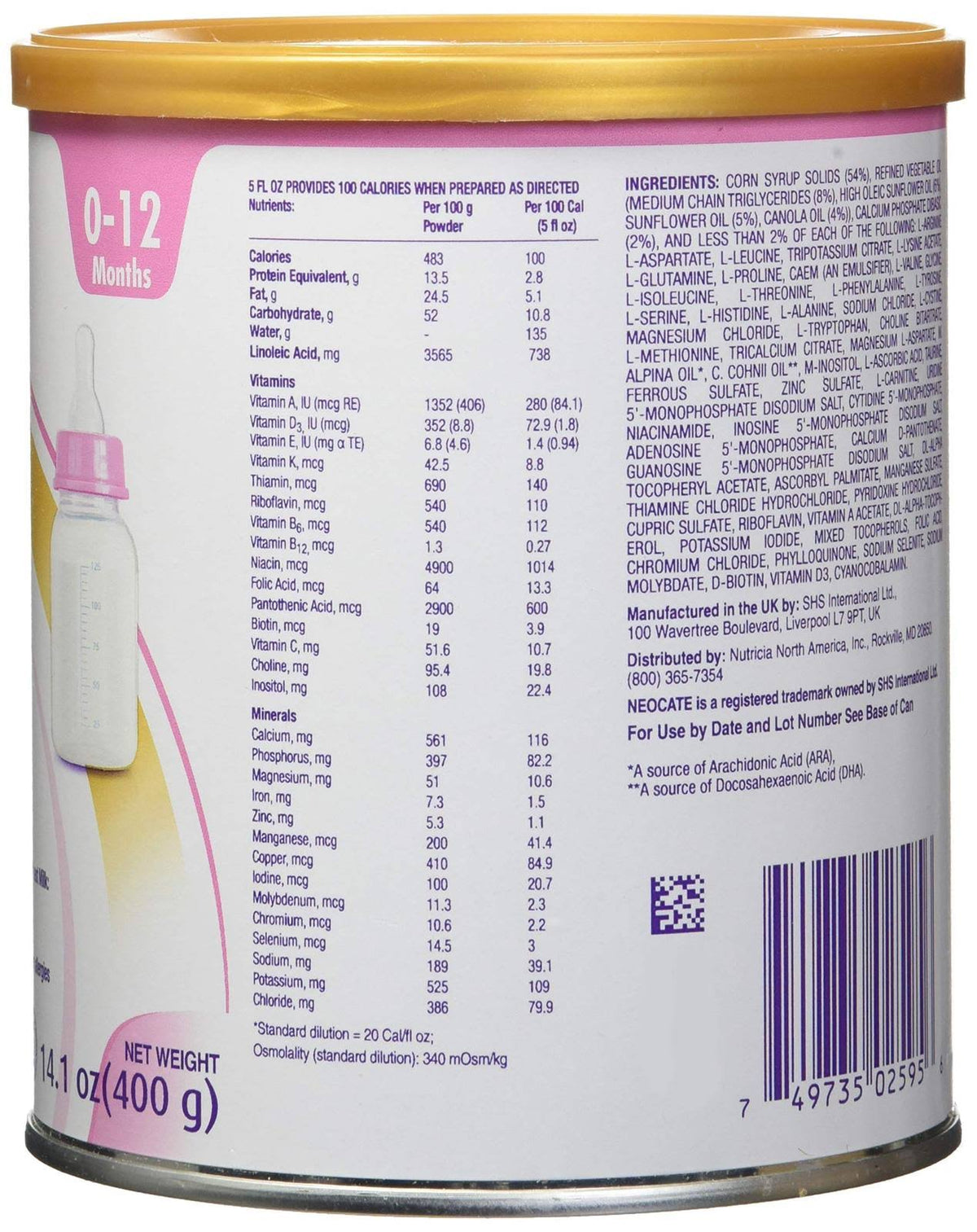 14.1 oz / 400 G Case of 4 Cans Infant Formula S159