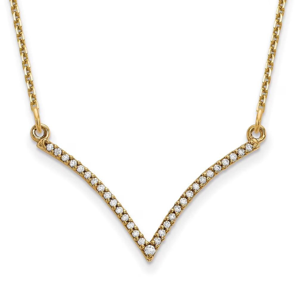 14K Yellow Gold Diamond V Necklace U5809