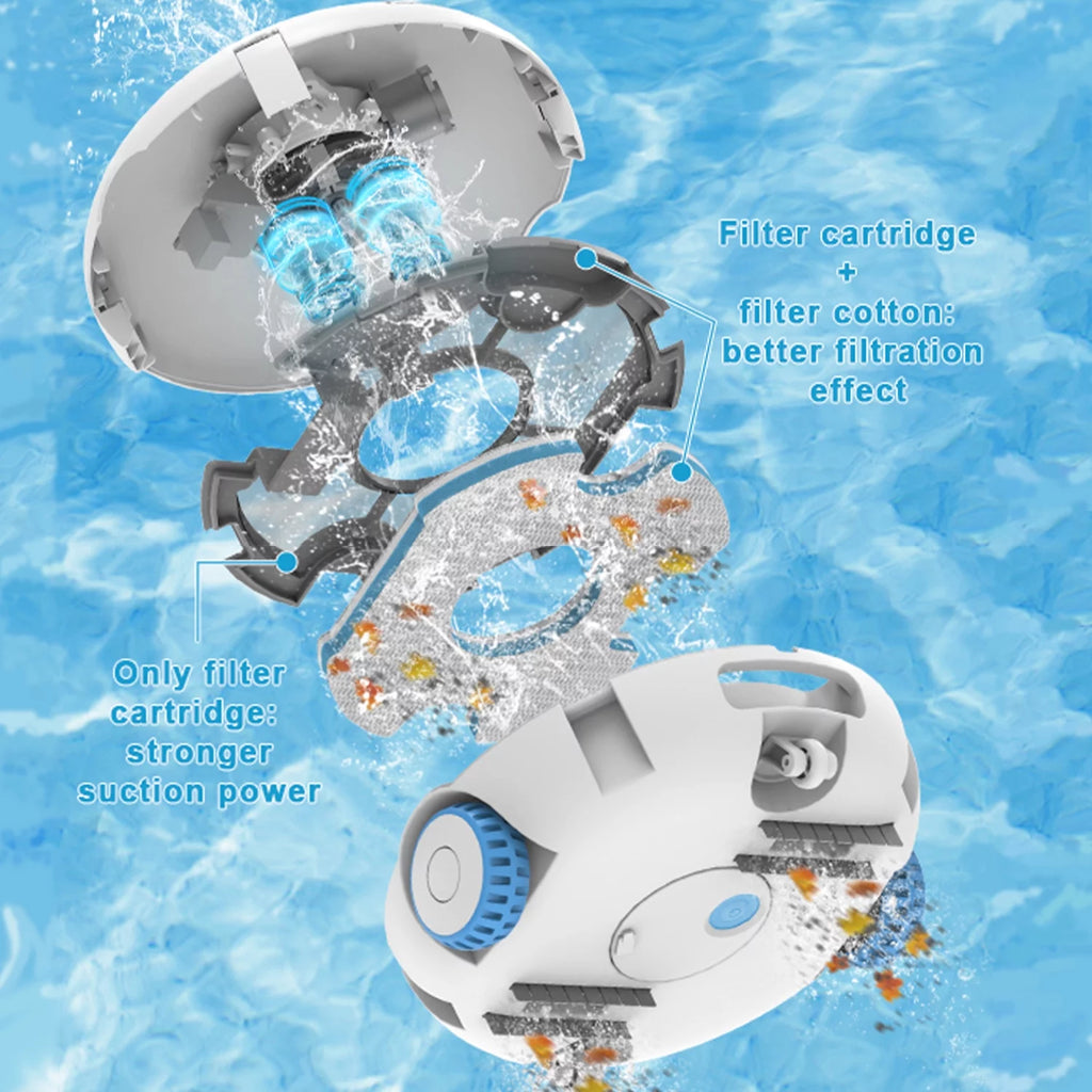 Cordless Robotic Pool Vacuum Cleaner 7500mAh Rechargeable IPX8 Waterproof X57837