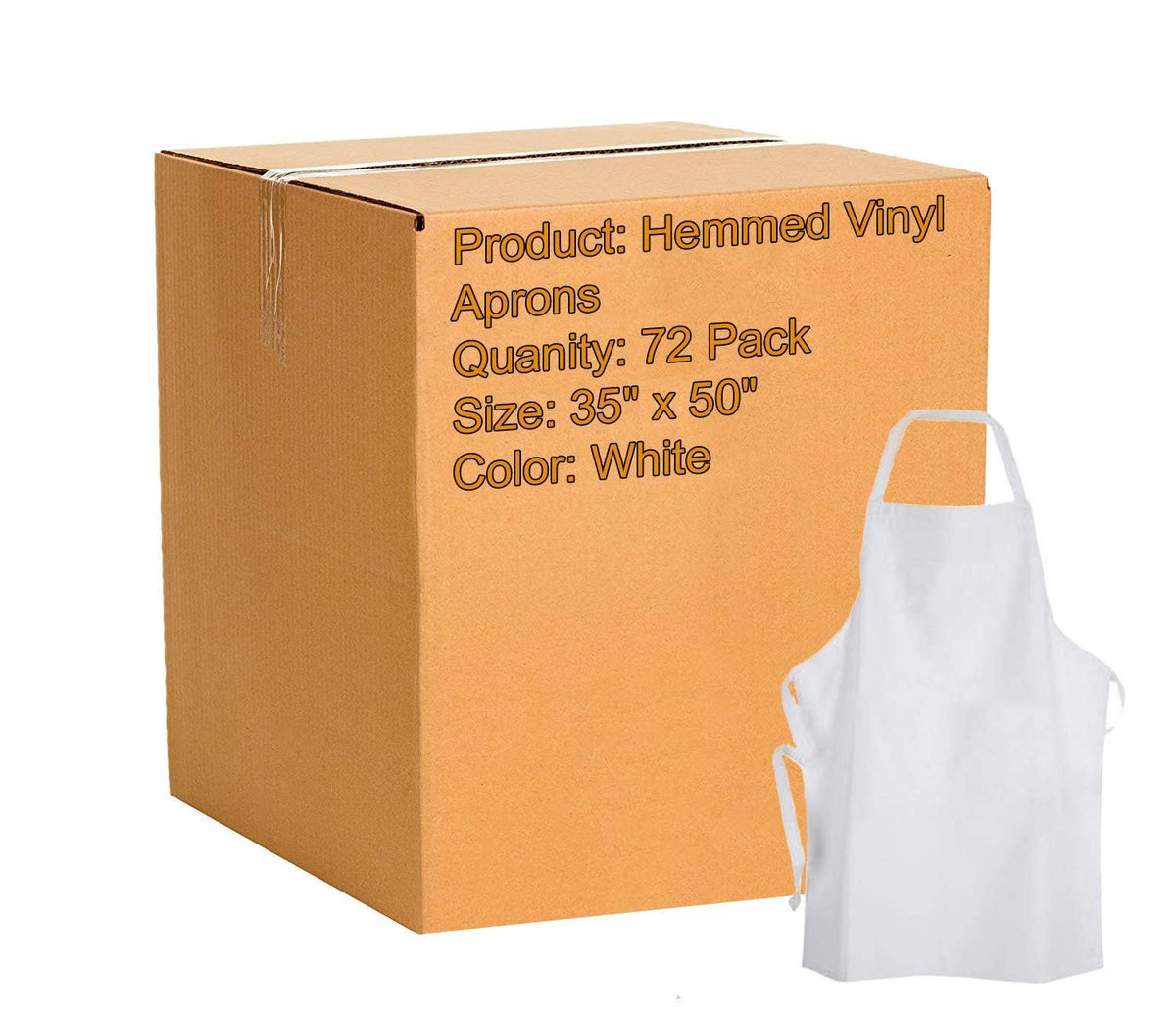 White Hemmed Vinyl Aprons 72 Pack N491