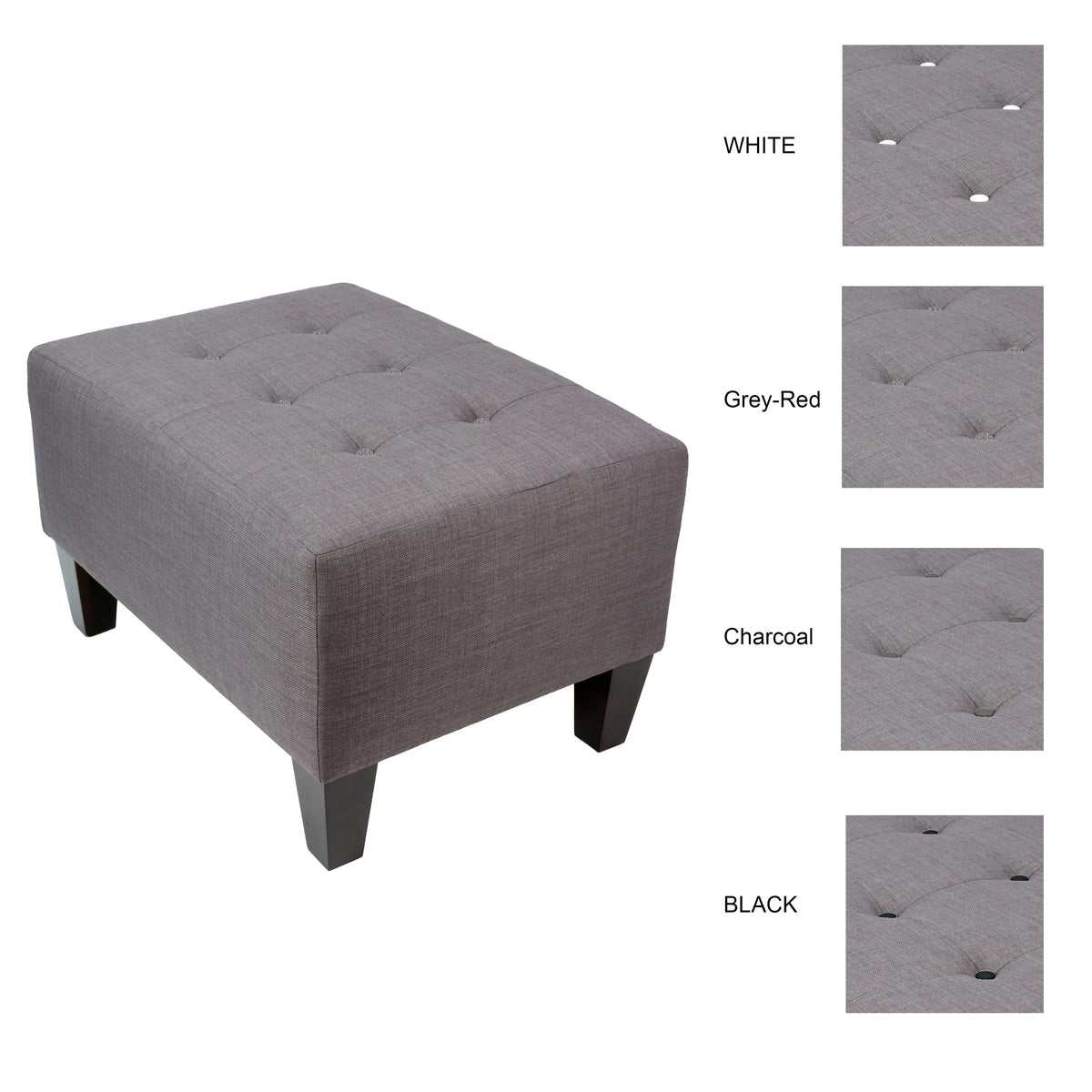 Red Tinted Grey Upholstered Ottoman D2968