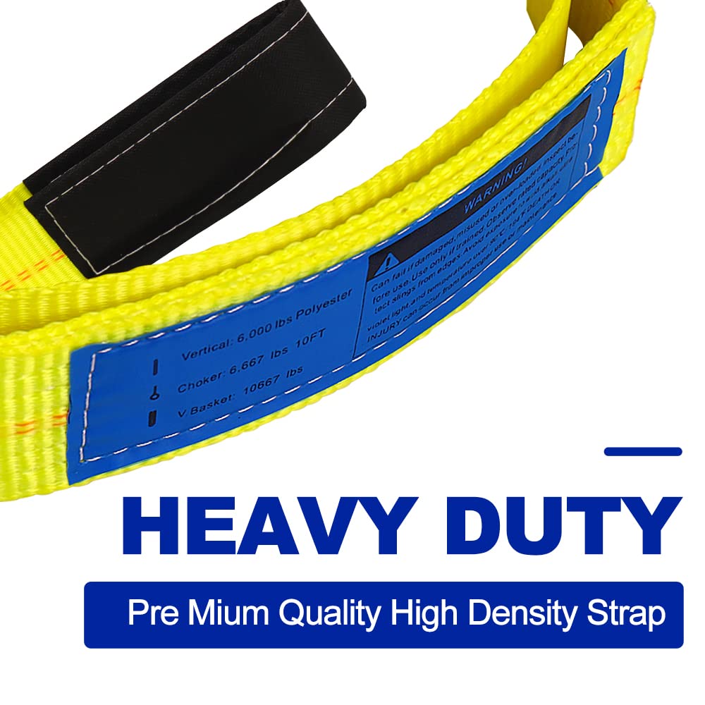 10'x2 Nylon Tow Strap 2 Pack 15,000lbs Heavy Duty Lifting Sling E772