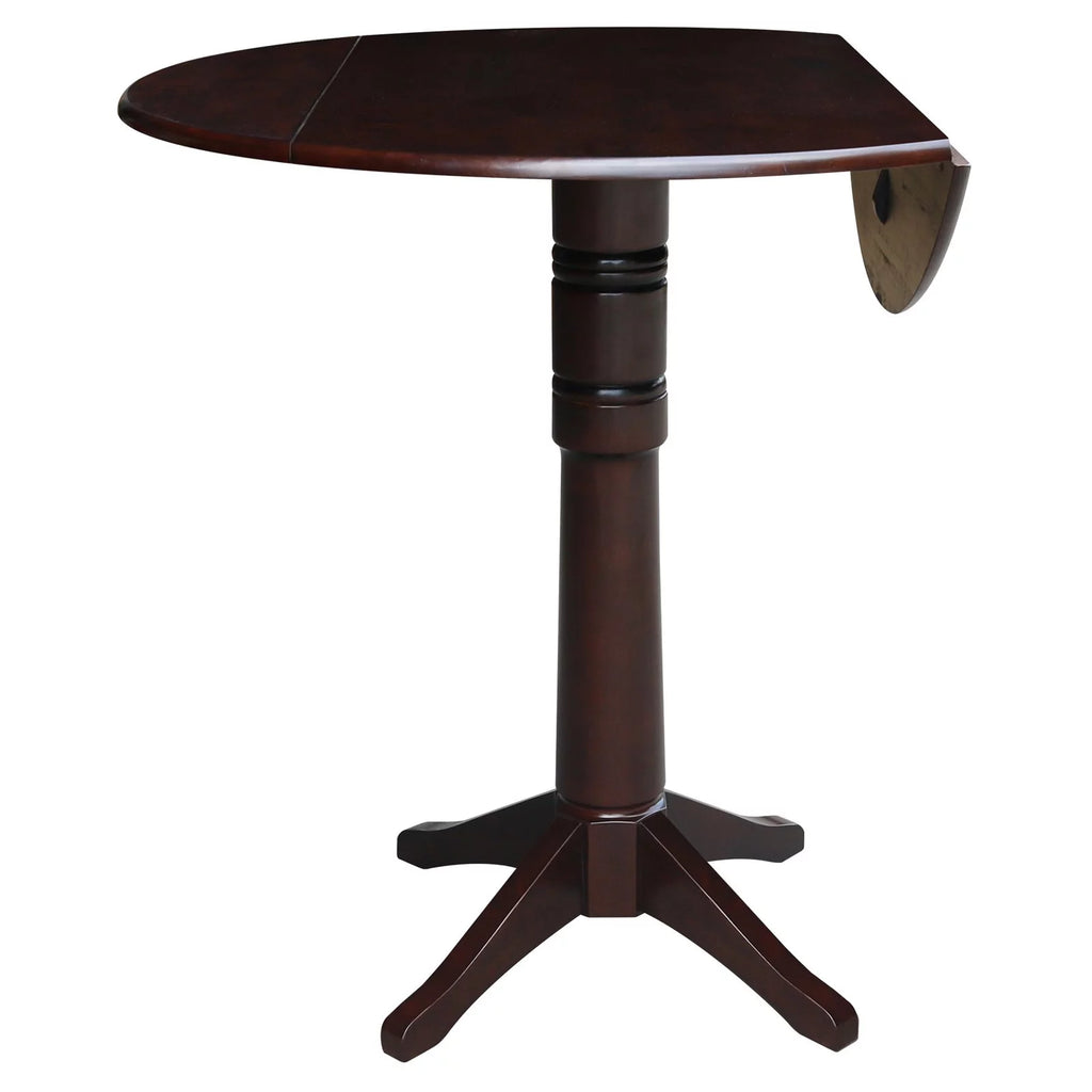 42" Round Dual Drop Leaf Pedestal Table Espresso P344