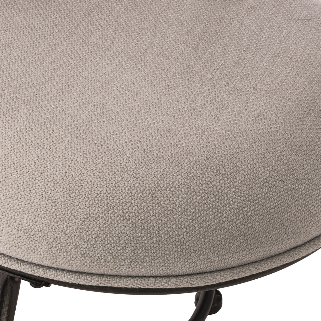 Rubbed Gray Metal Vanity Stool D57155
