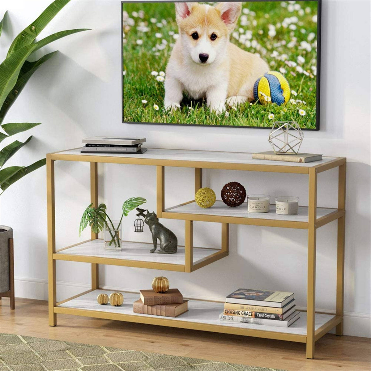 Gold-White 3-Tier Console Table X2147
