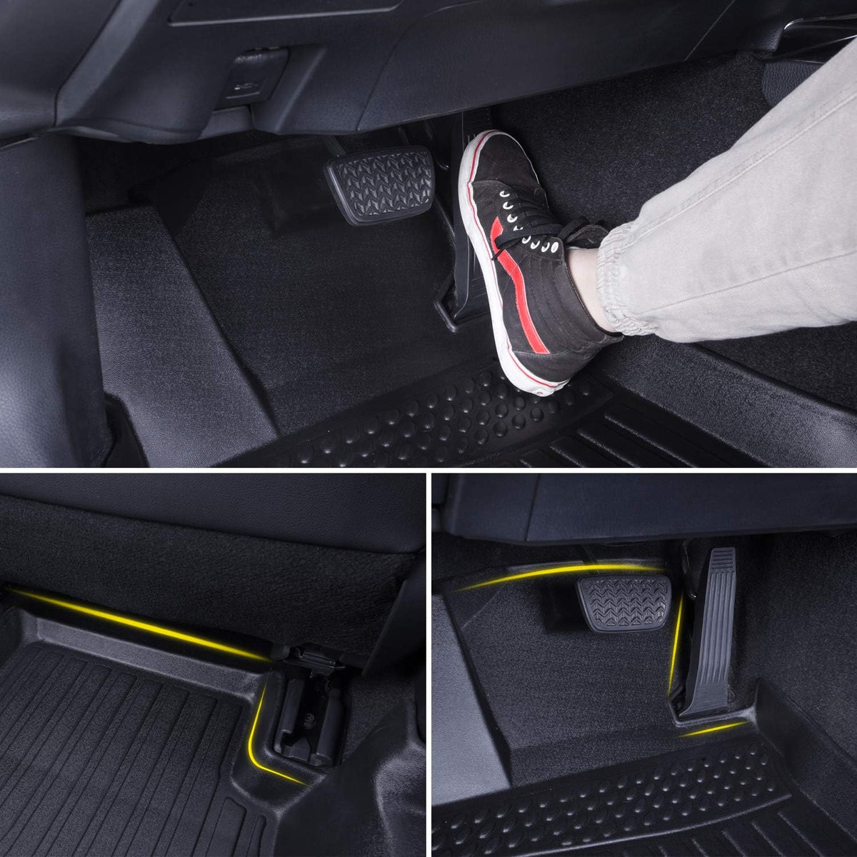 Black Heavy Duty All Weather Front and Rear Car Floor Mats A1595