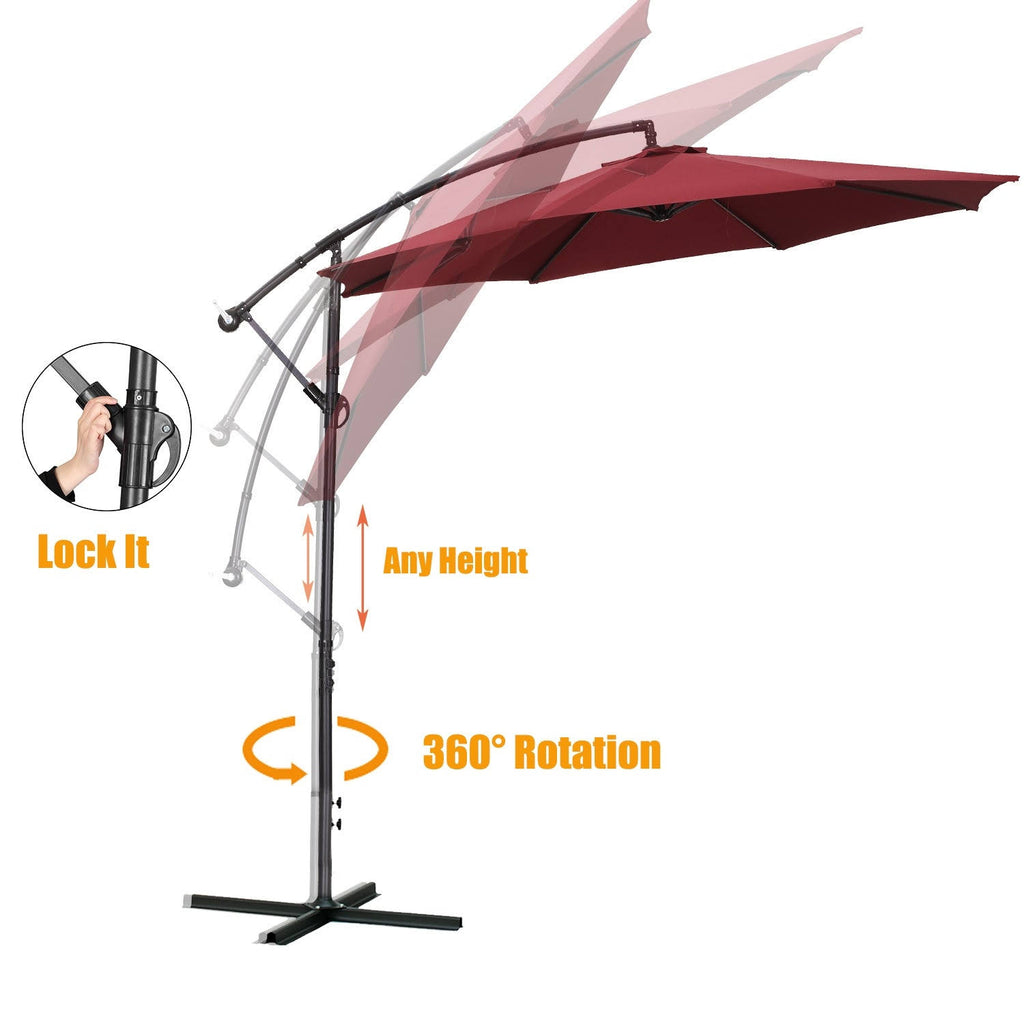 10ft Cantilever Patio Umbrella with Cross Base - Blue T307