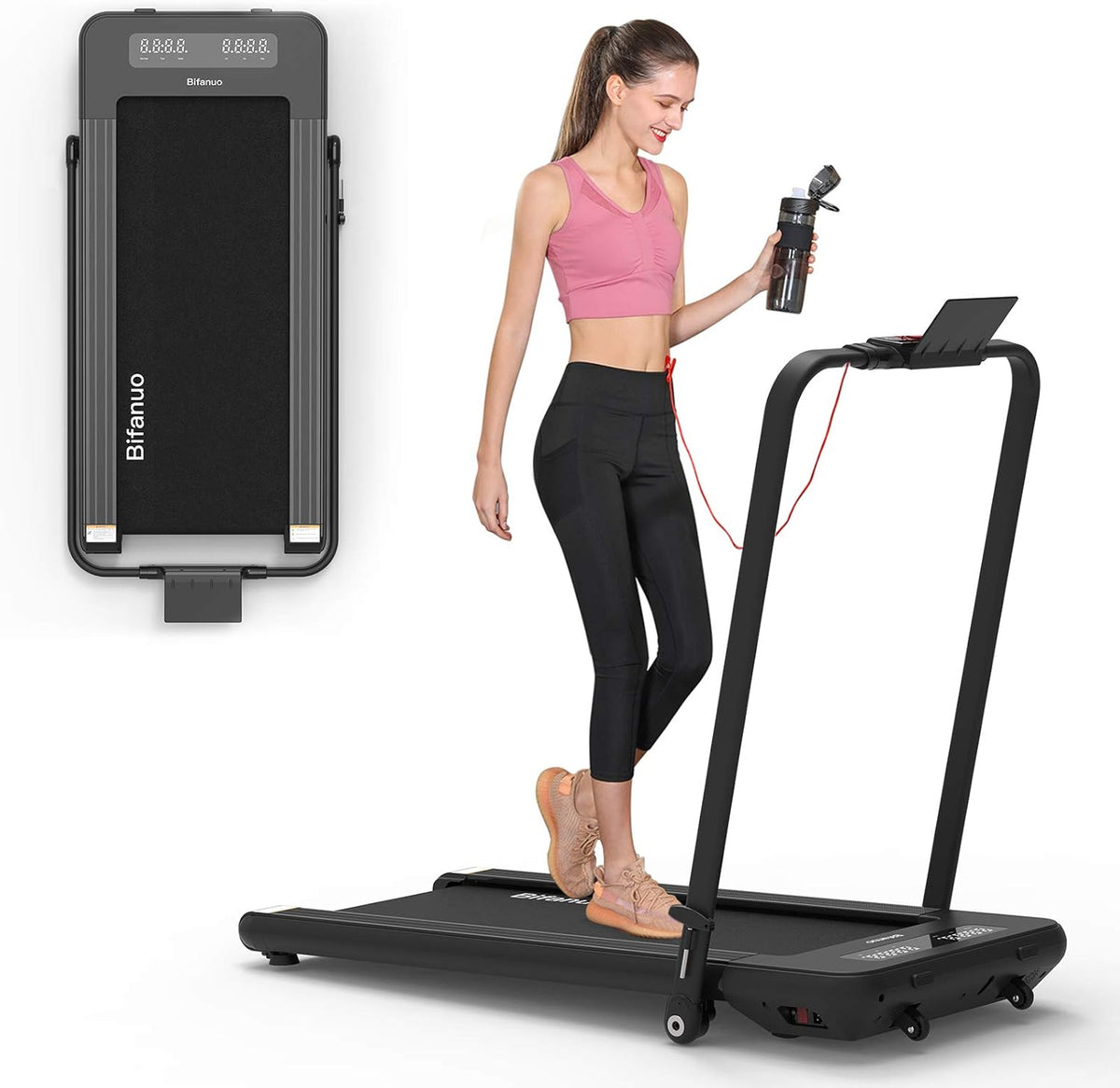 2 in 1 Folding Treadmill with Bluetooth Audio Speakers G490
