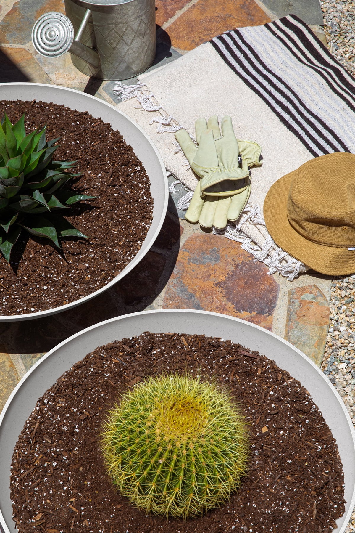 24" Plastic-Stone Planter 2-Pack White P14507